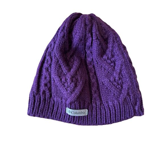 Columbia Omni Heat Hat Cap Mens Women’s Beanie OS Columbia Cable Knit Maroon - Picture 1 of 9